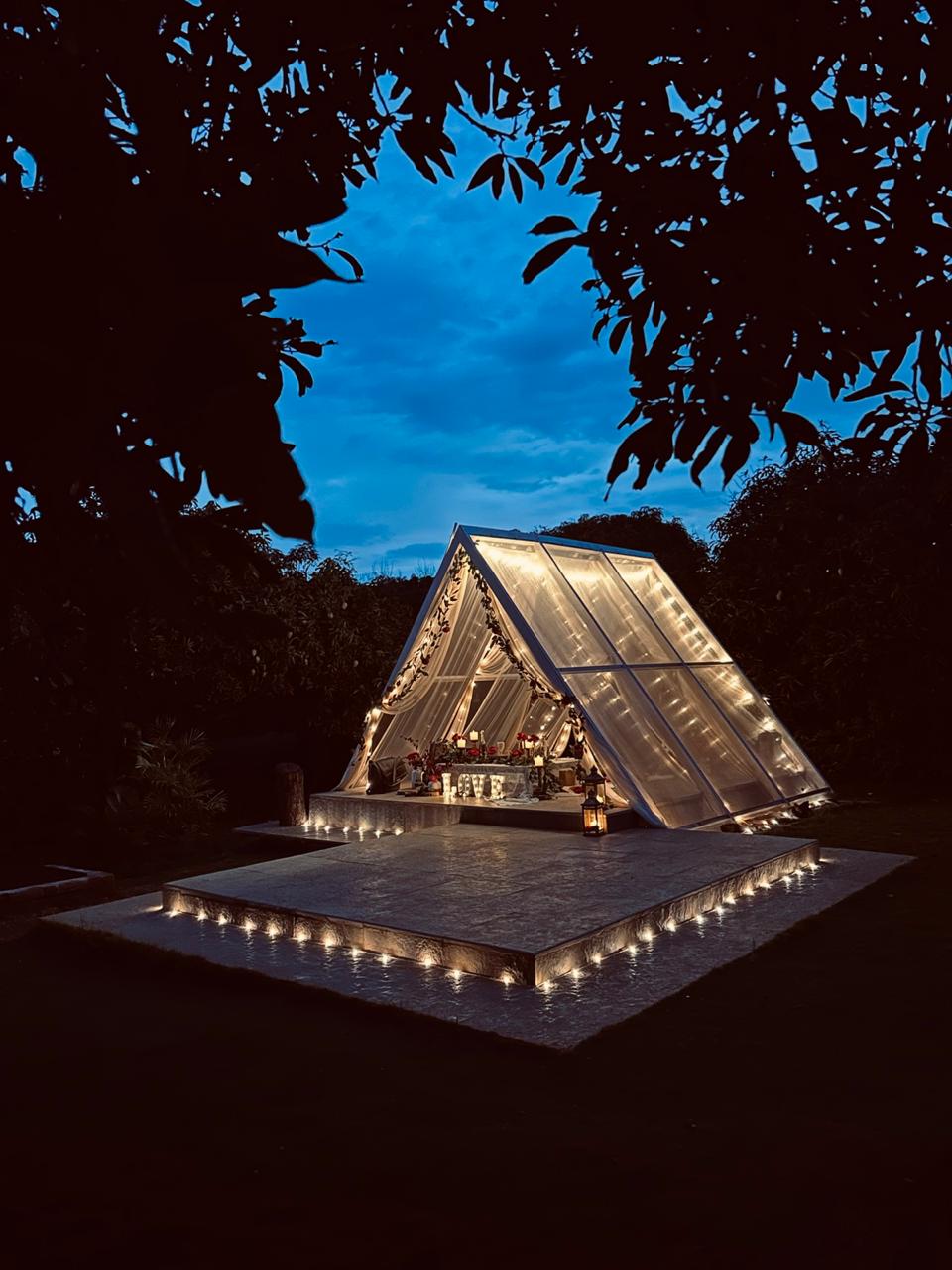 The Chalet glasshouse at night, Thota
